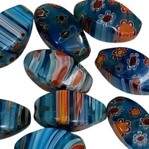 Vtg Millefiori Loose Venetian Lampwork Glass Beads Lot of 9